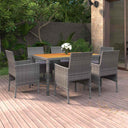 vidaXL 7-delige Tuinset poly rattan zwart