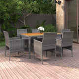 vidaXL 7-delige Tuinset poly rattan zwart