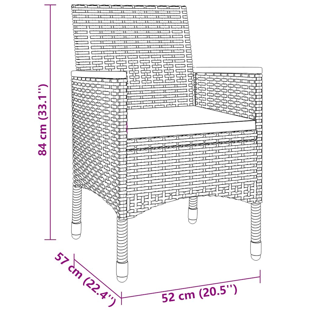 vidaXL 7-delige Tuinset poly rattan grijs