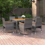 vidaXL 7-delige Tuinset poly rattan grijs