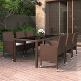 vidaXL 7-delige Tuinset poly rattan en gehard glas zwart