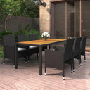 vidaXL 7-Piece Garden Dining Set Poly Rattan Black