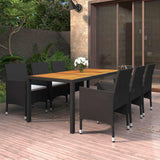vidaXL 7-Piece Garden Dining Set Poly Rattan Black