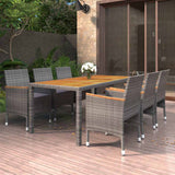 vidaXL 7-piece Garden Dining Set poly rattan grey