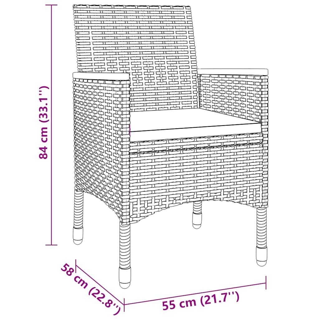 vidaXL 7-piece Garden Dining Set poly rattan grey