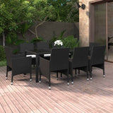 vidaXL 9-piece Garden Dining Set Poly Rattan Black
