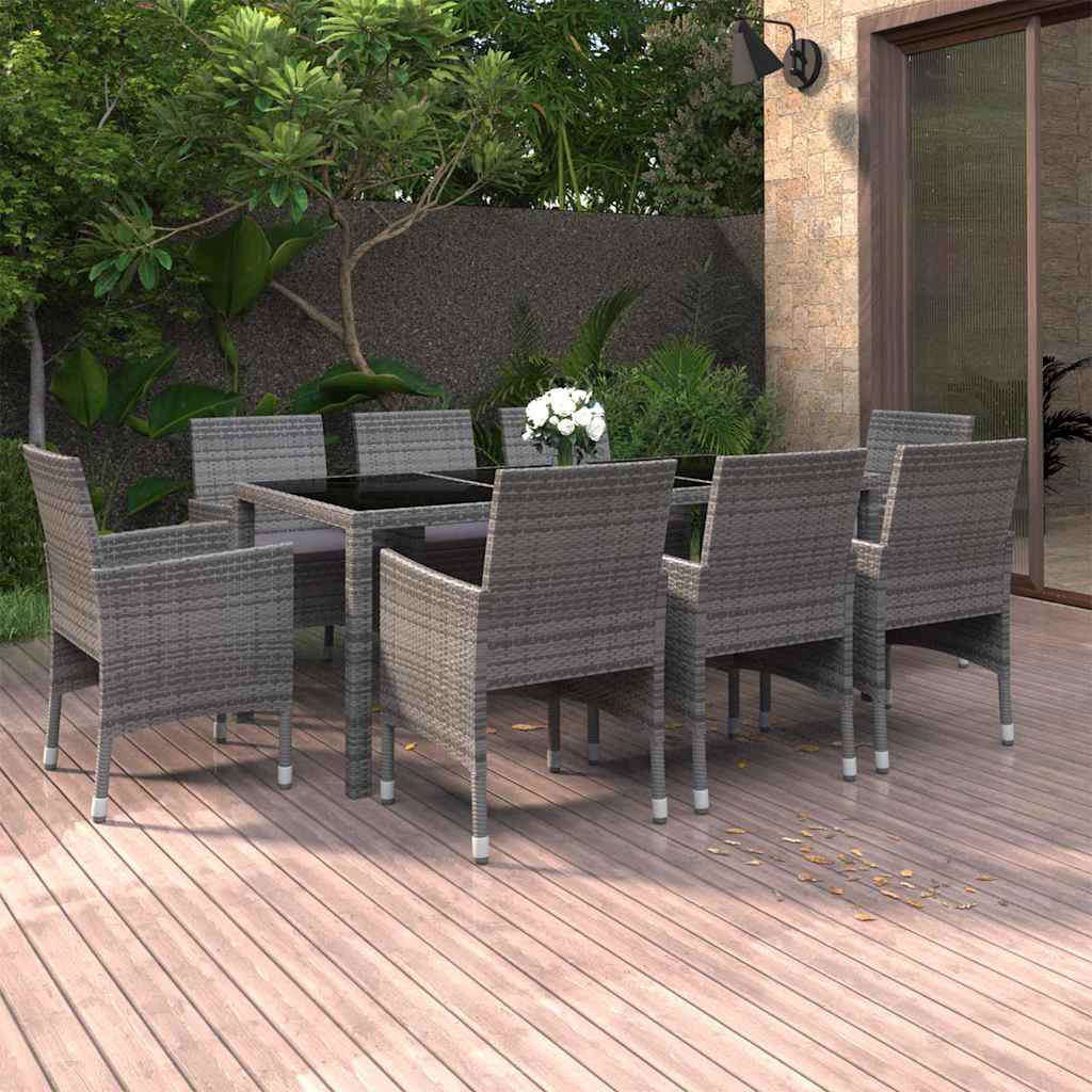 vidaXL 9-piece Garden Dining Set Poly Rattan Black