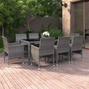 vidaXL 9-piece Garden Dining Set Poly Rattan Black