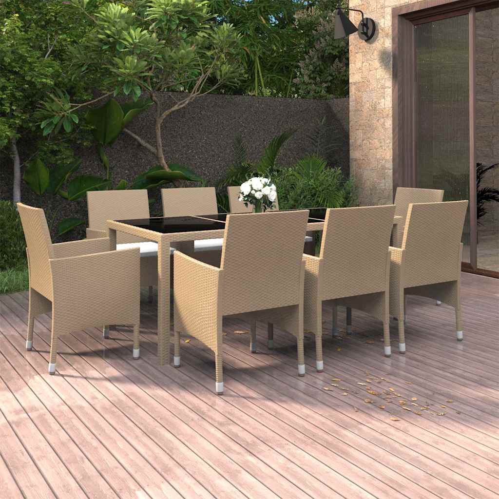 vidaXL 9-piece Garden Dining Set Poly Rattan Black