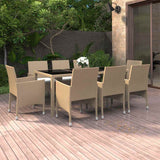 vidaXL 9-piece Garden Dining Set Poly Rattan Black