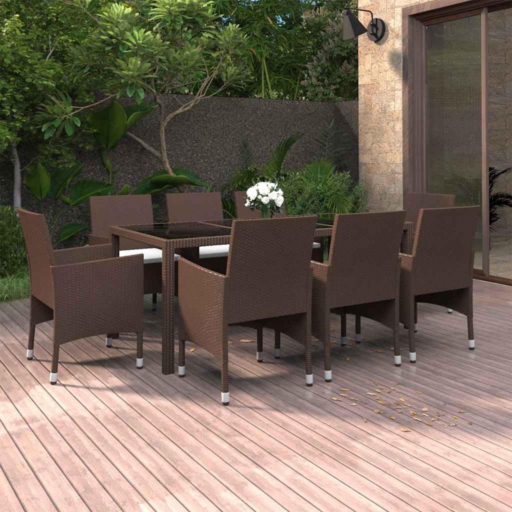 vidaXL 9-piece Garden Dining Set Poly Rattan Black
