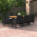 vidaXL 9-delige Tuinset poly rattan zwart