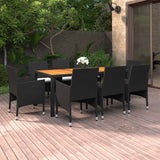 vidaXL 9-delige Tuinset poly rattan zwart