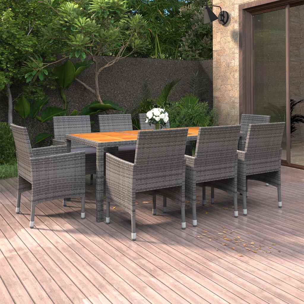 vidaXL 9-delige Tuinset poly rattan zwart