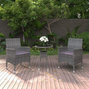 vidaXL 3-delige Tuinset poly rattan zwart