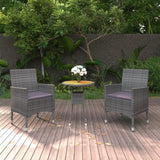 vidaXL 3-Piece Garden Lounge Set Poly Rattan Black