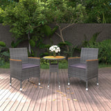 vidaXL 3-Piece Garden Lounge Set Poly Rattan Black