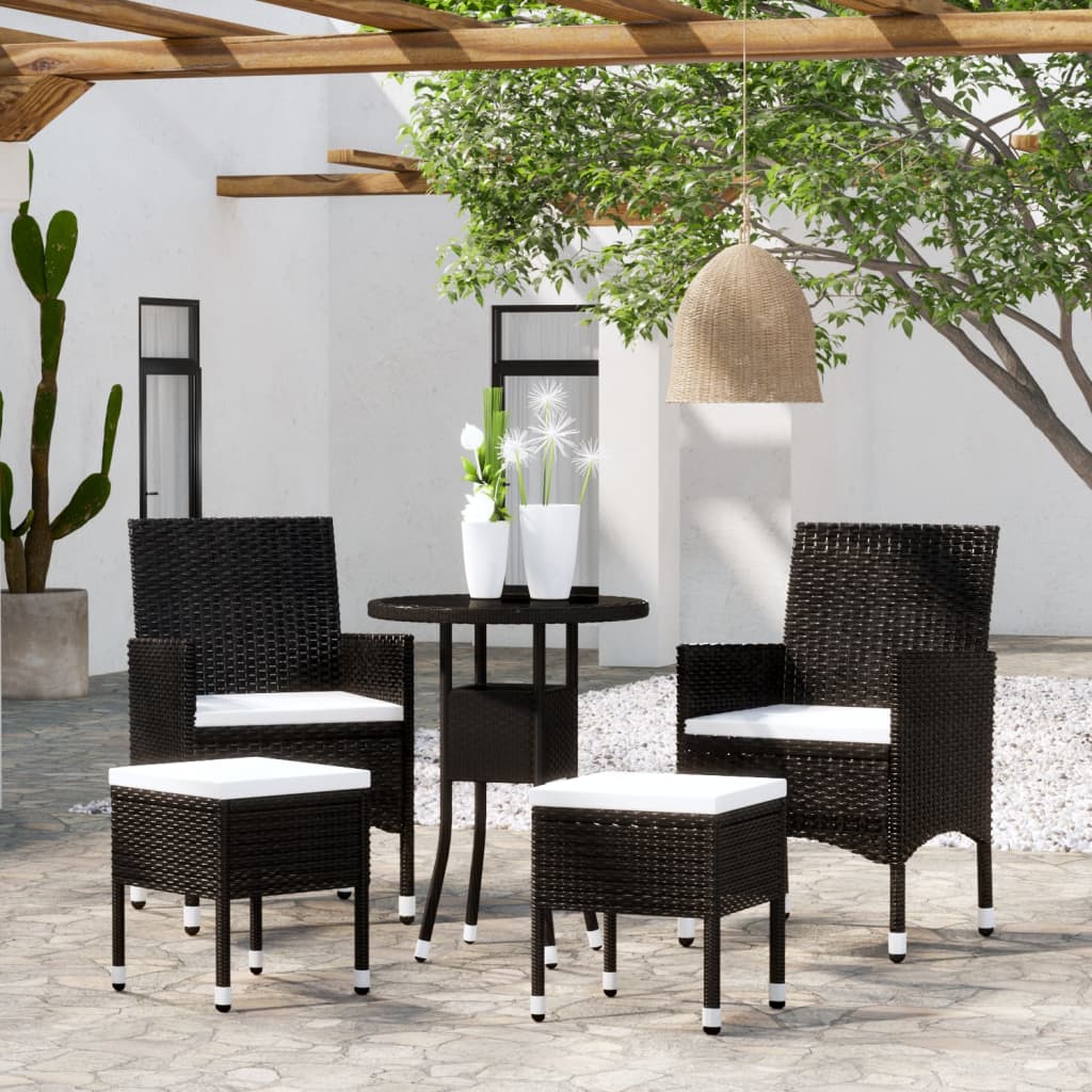 vidaXL 5-piece Lounge Set poly rattan black