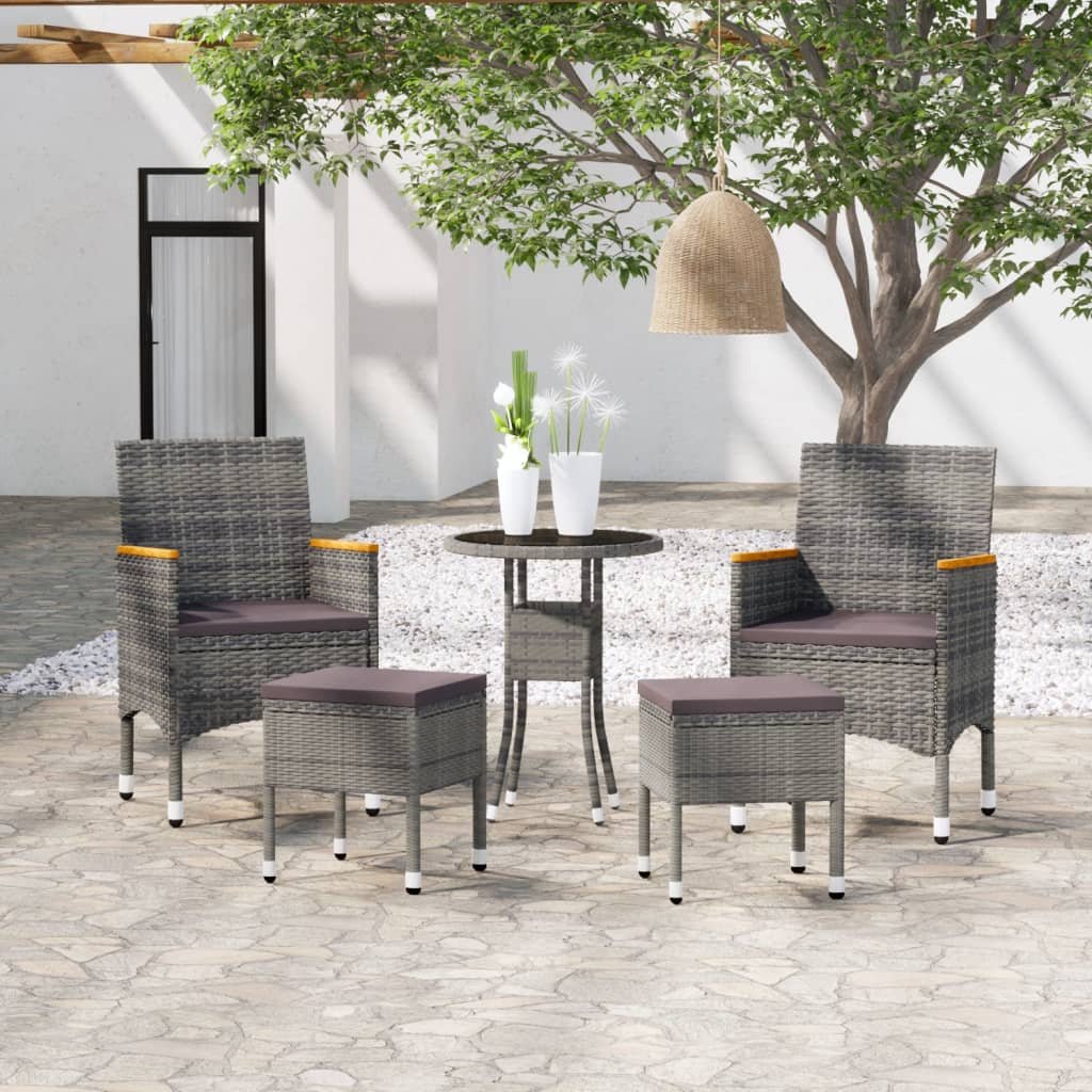 vidaXL 5-piece Lounge Set poly rattan black
