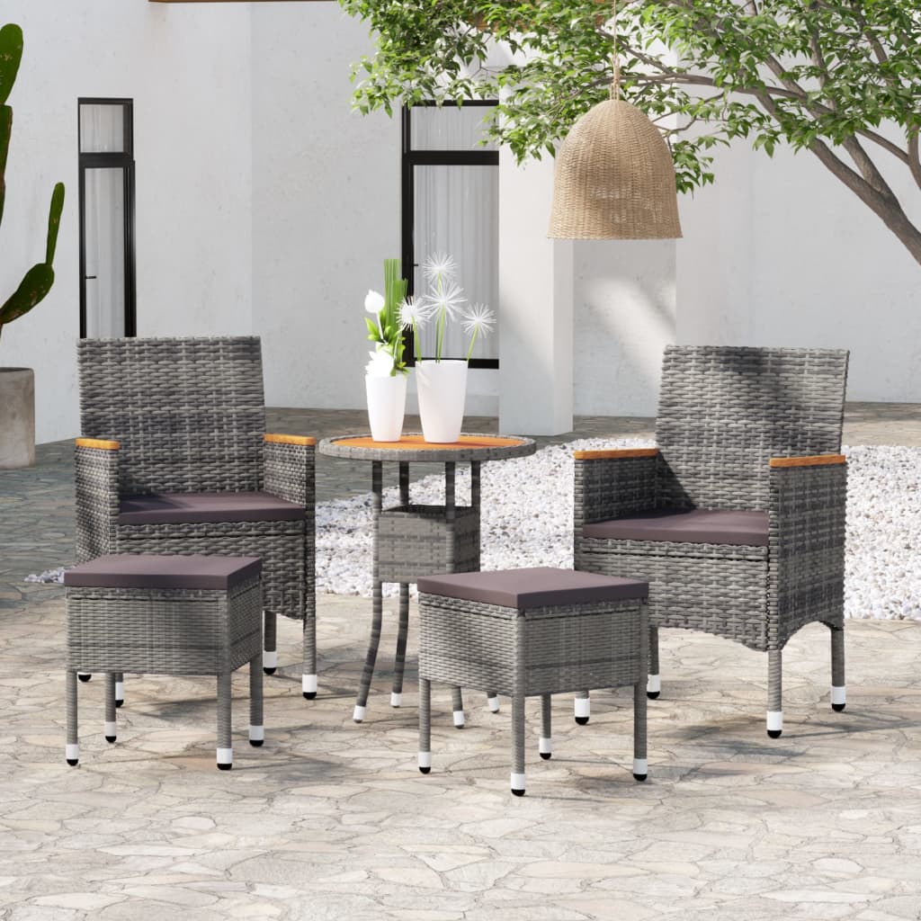 vidaXL 5-piece Lounge Set poly rattan black