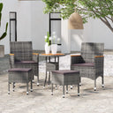 vidaXL 5-delige Loungeset poly rotin noir
