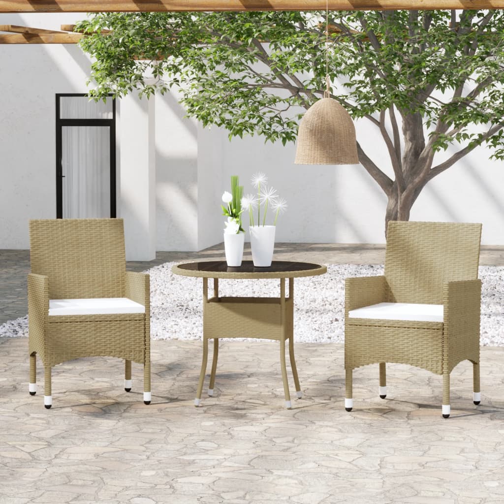 vidaXL 3-Piece Garden Lounge Set Poly Rattan Black