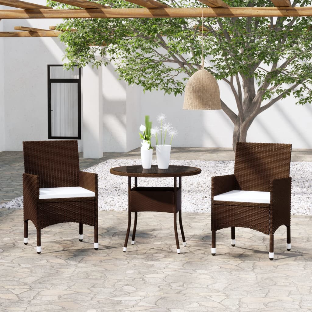 vidaXL 3-Piece Garden Lounge Set Poly Rattan Black