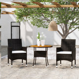 vidaXL 3-Piece Garden Lounge Set Poly Rattan Black