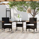 vidaXL 3-Piece Garden Lounge Set Poly Rattan Black