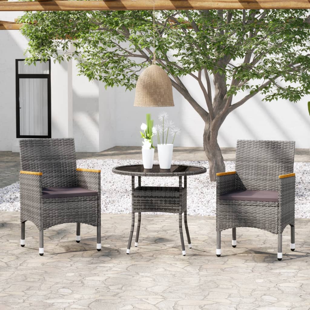 vidaXL 3-Piece Garden Lounge Set Poly Rattan Black