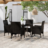 vidaXL 5-piece Garden Dining Set poly rattan black