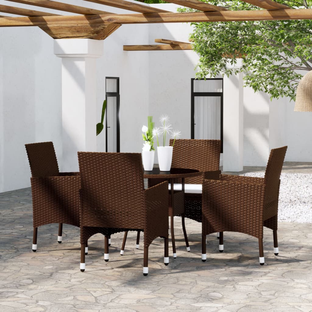 vidaXL 5-piece Garden Dining Set poly rattan black