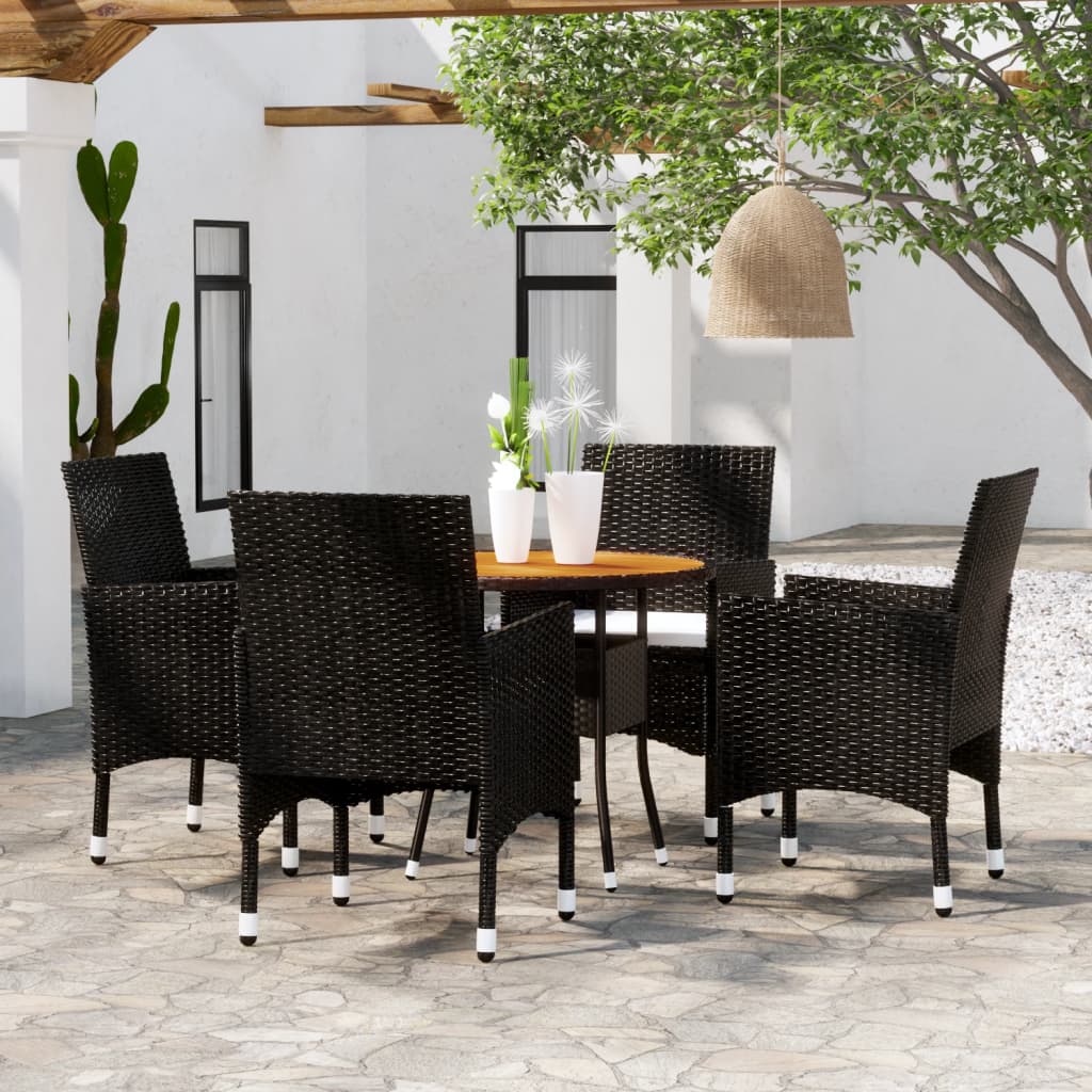 vidaXL 5-piece Garden Dining Set poly rattan black