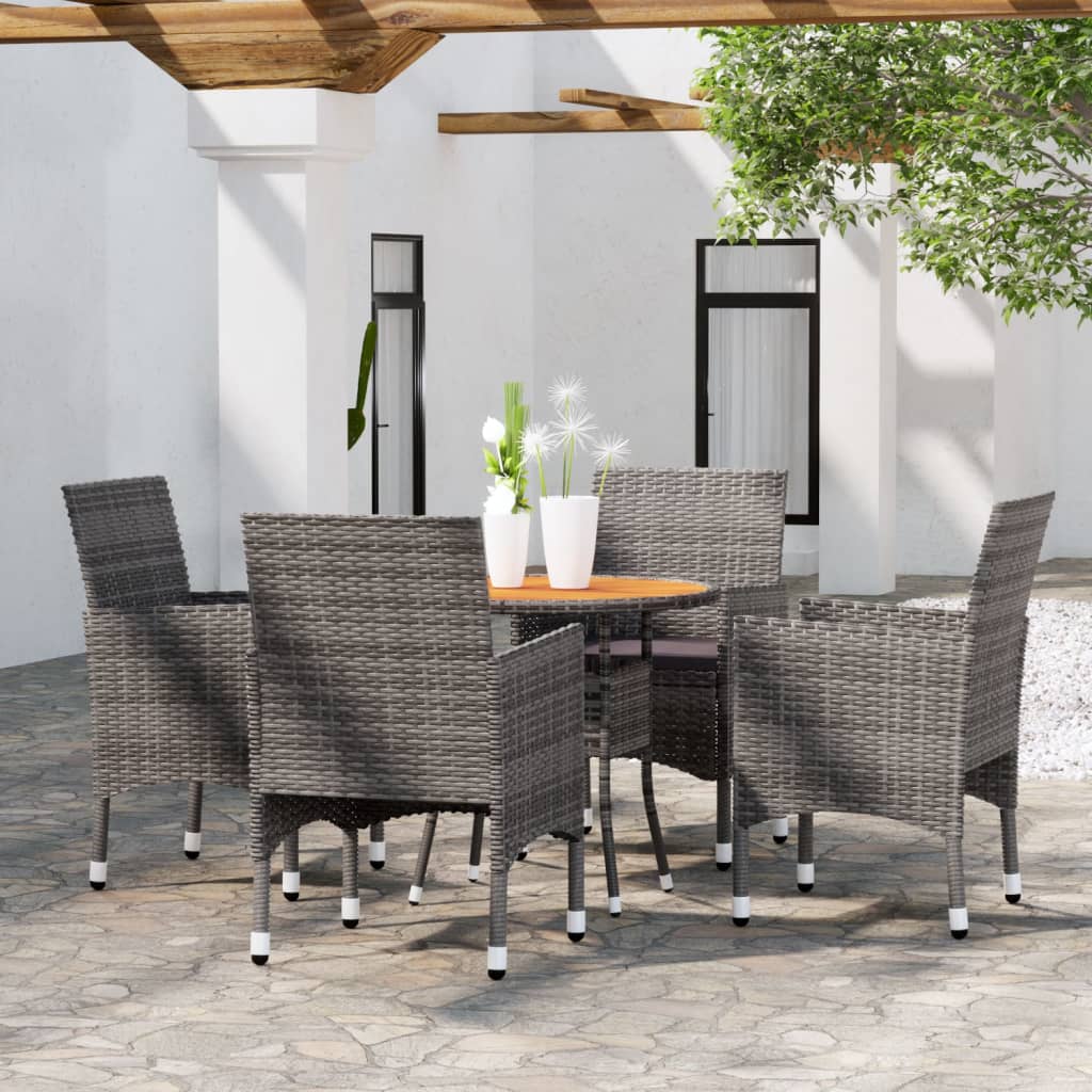 vidaXL 5-piece Garden Dining Set poly rattan black