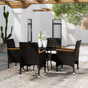 vidaXL 5-delige Tuinset poly rotin noir