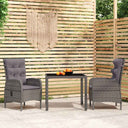 vidaXL 3-delige Tuinset poly rattan grijs