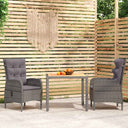 vidaXL 3-delige Tuinset poly rattan grijs