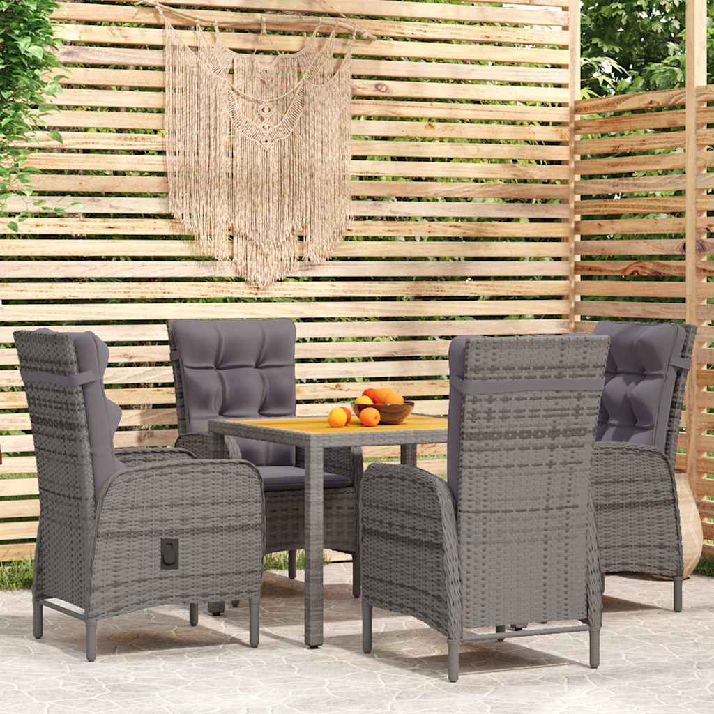 vidaXL 3-delige Tuinset poly rattan grijs