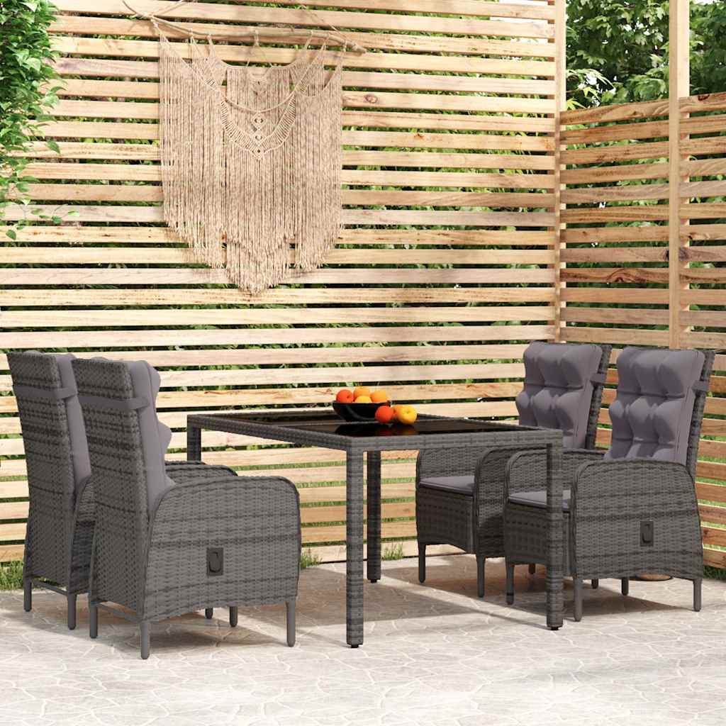 vidaXL 3-delige Tuinset poly rattan grijs