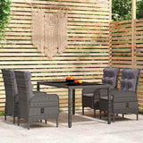 vidaXL 3-delige Tuinset poly rattan grijs