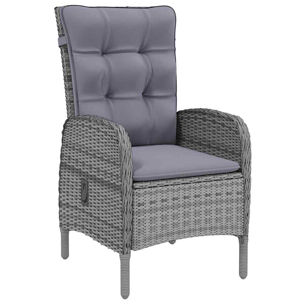 vidaXL 3-delige Tuinset poly rattan grijs