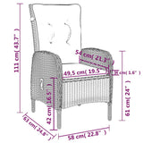vidaXL 3-delige Tuinset poly rattan grijs