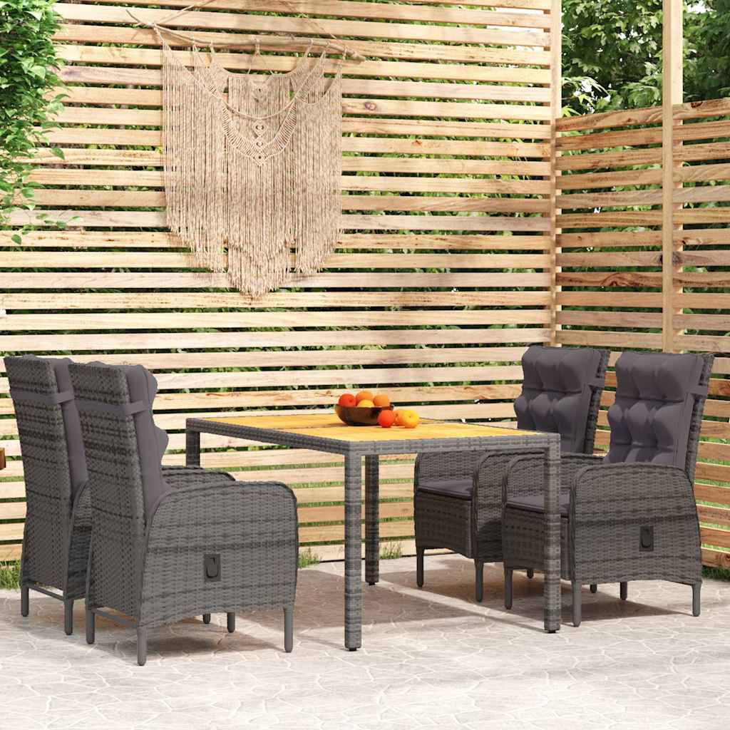 vidaXL 3-delige Tuinset poly rattan grijs