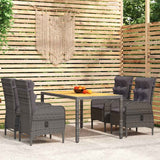 vidaXL 3-delige Tuinset poly rattan grijs