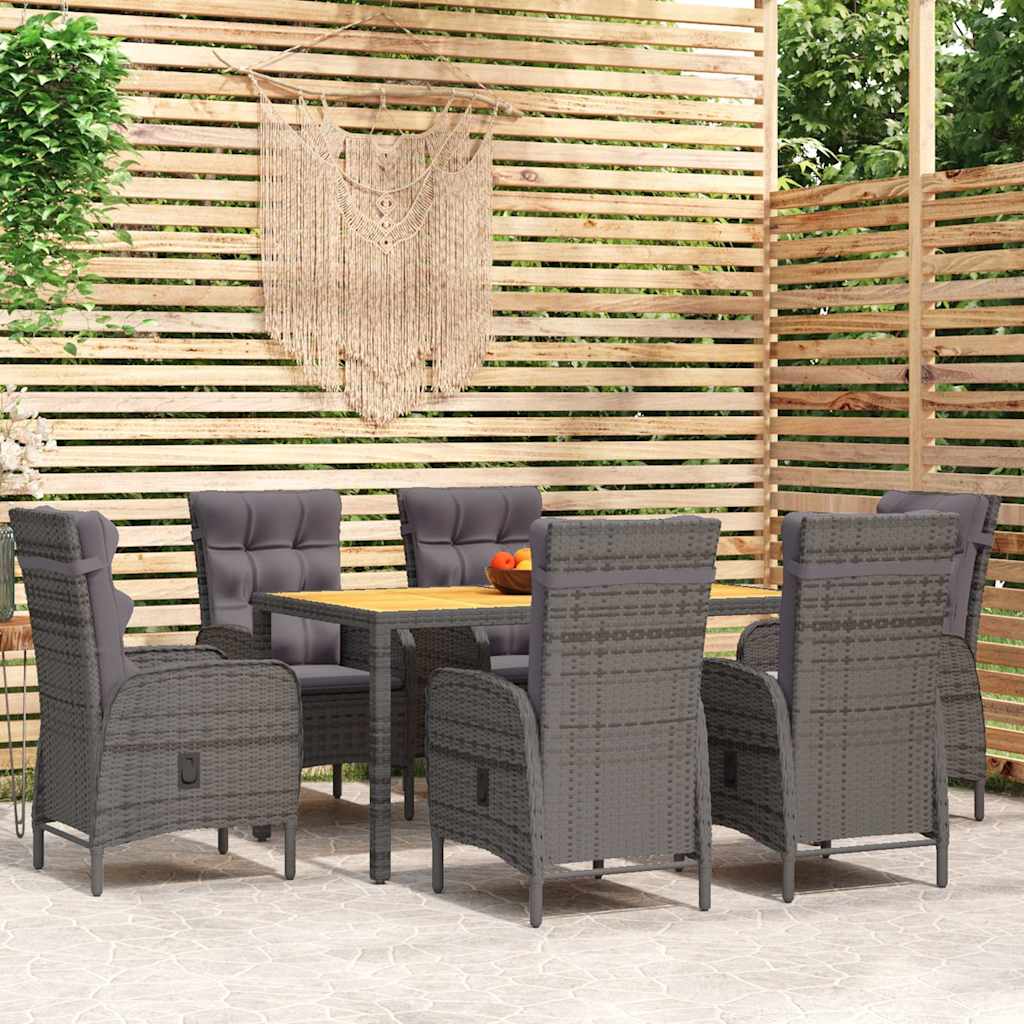 vidaXL 3-delige Tuinset poly rattan grijs