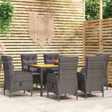 vidaXL 3-delige Tuinset poly rattan grijs