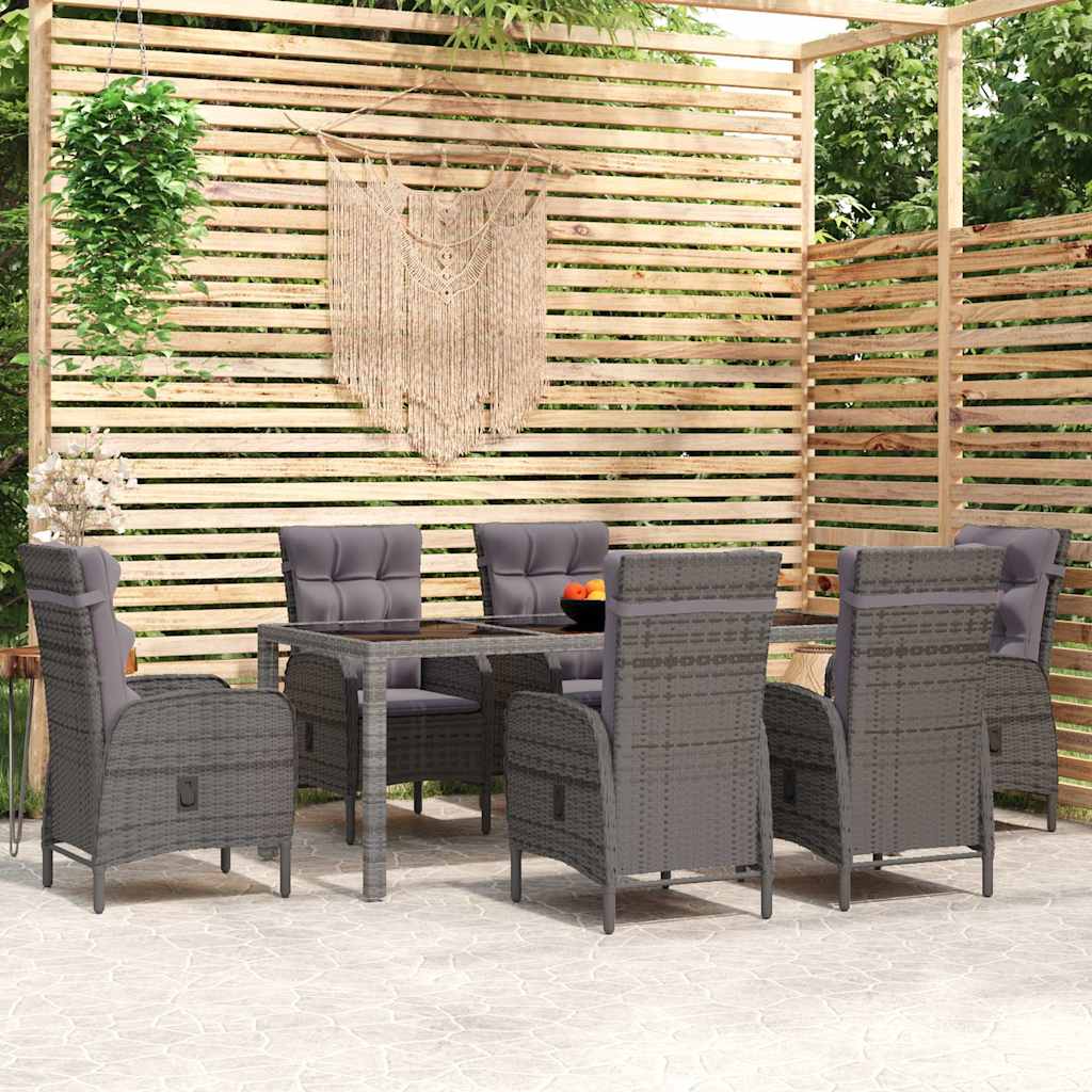 vidaXL 3-delige Tuinset poly rattan grijs