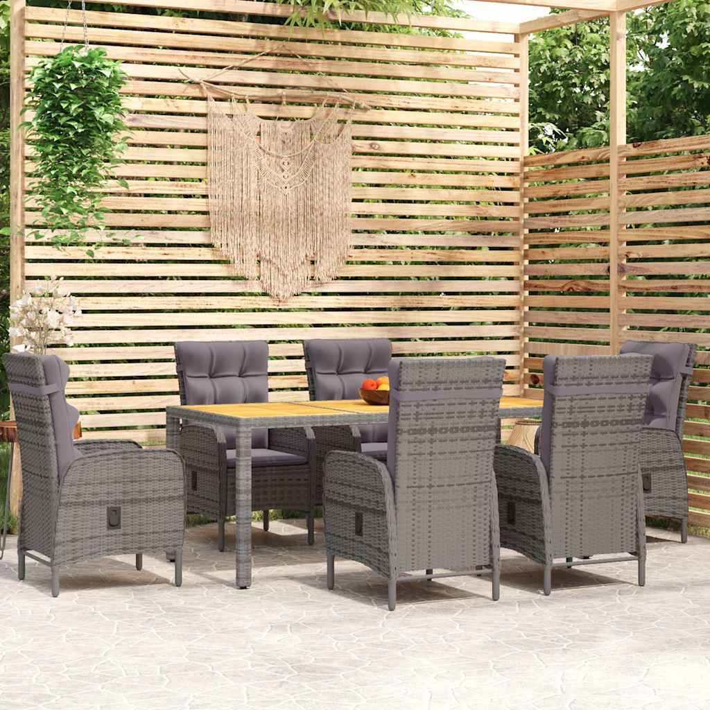 vidaXL 3-delige Tuinset poly rattan grijs