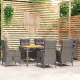 vidaXL 3-delige Tuinset poly rattan grijs
