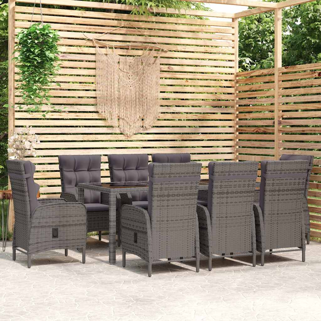 vidaXL 3-delige Tuinset poly rattan grijs